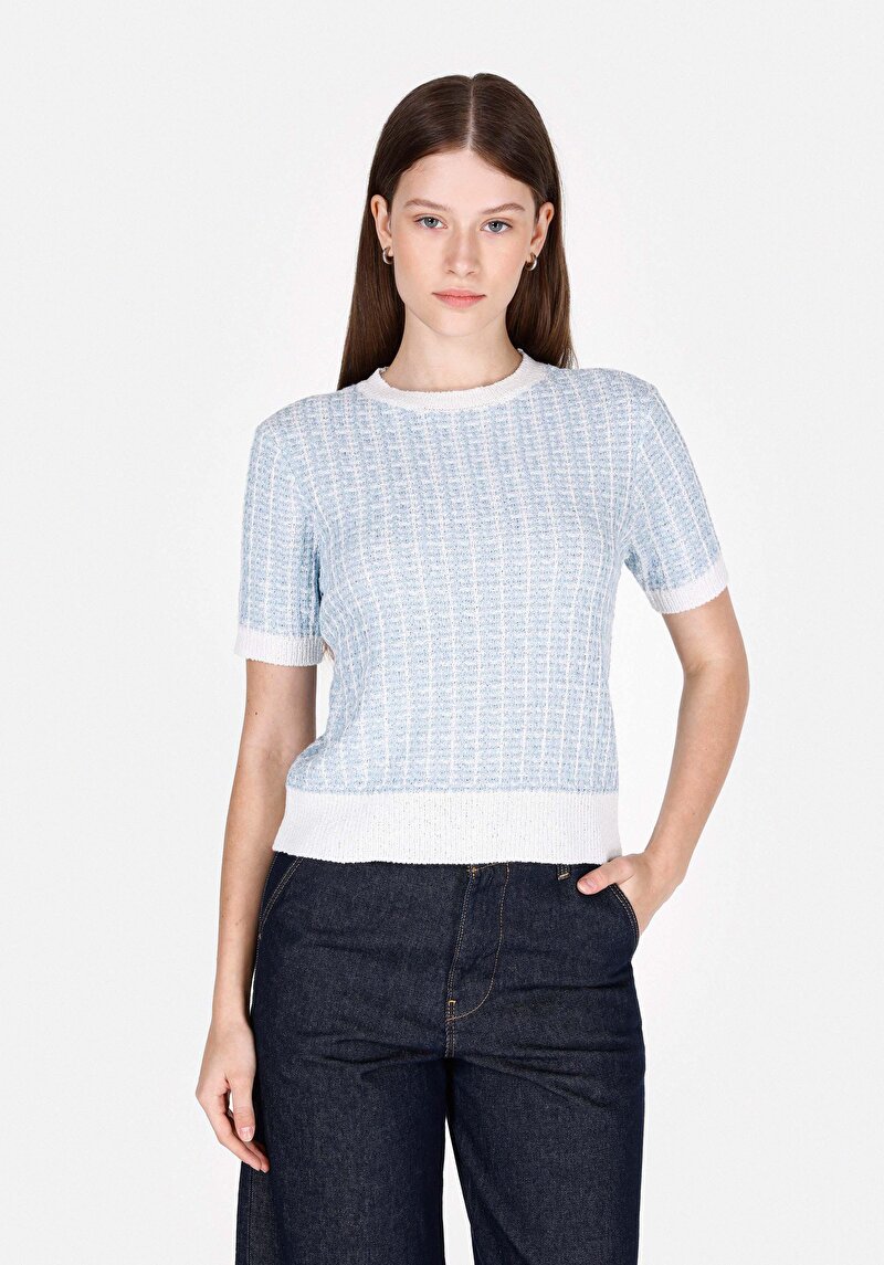 Regular Fit Kadın Mavi Kazak