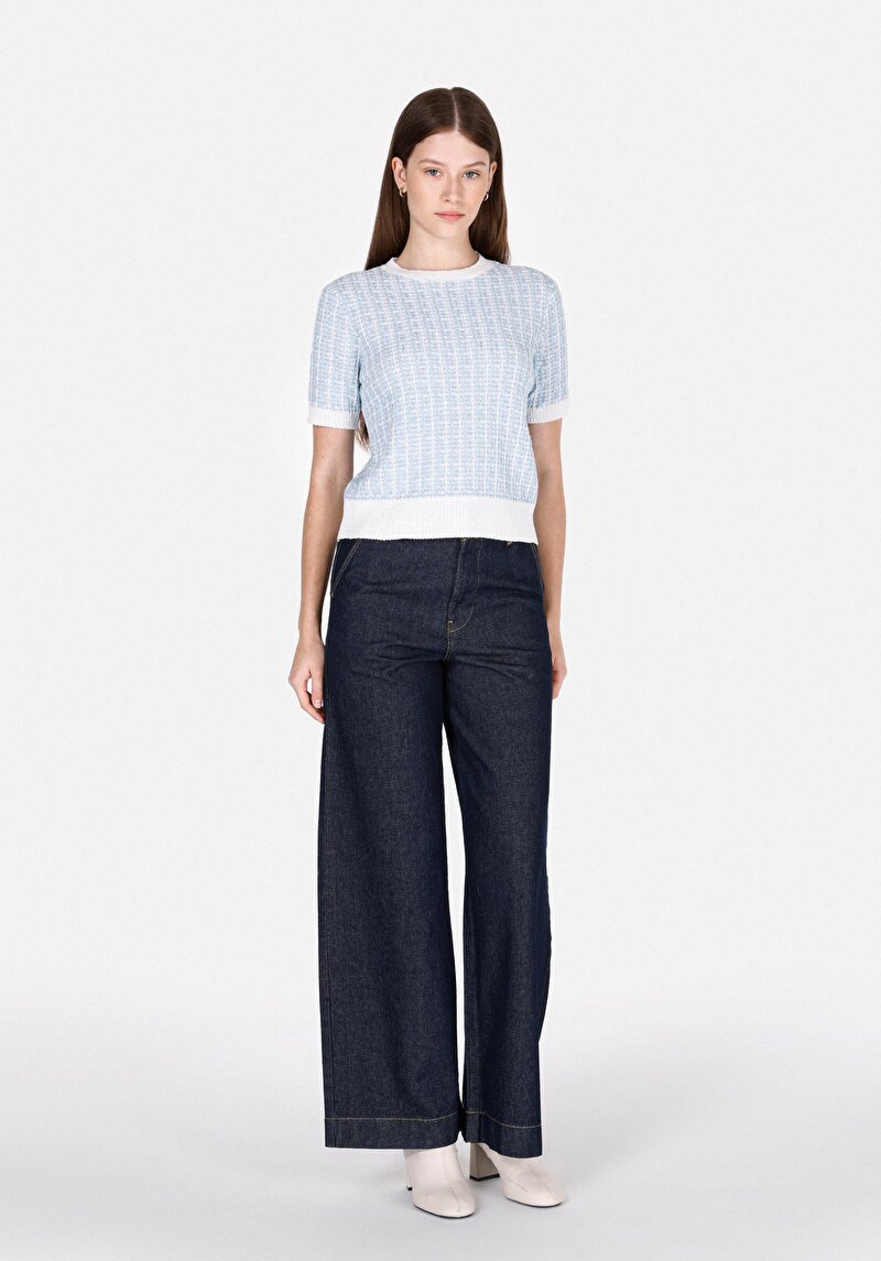 Regular Fit Kadın Mavi Kazak