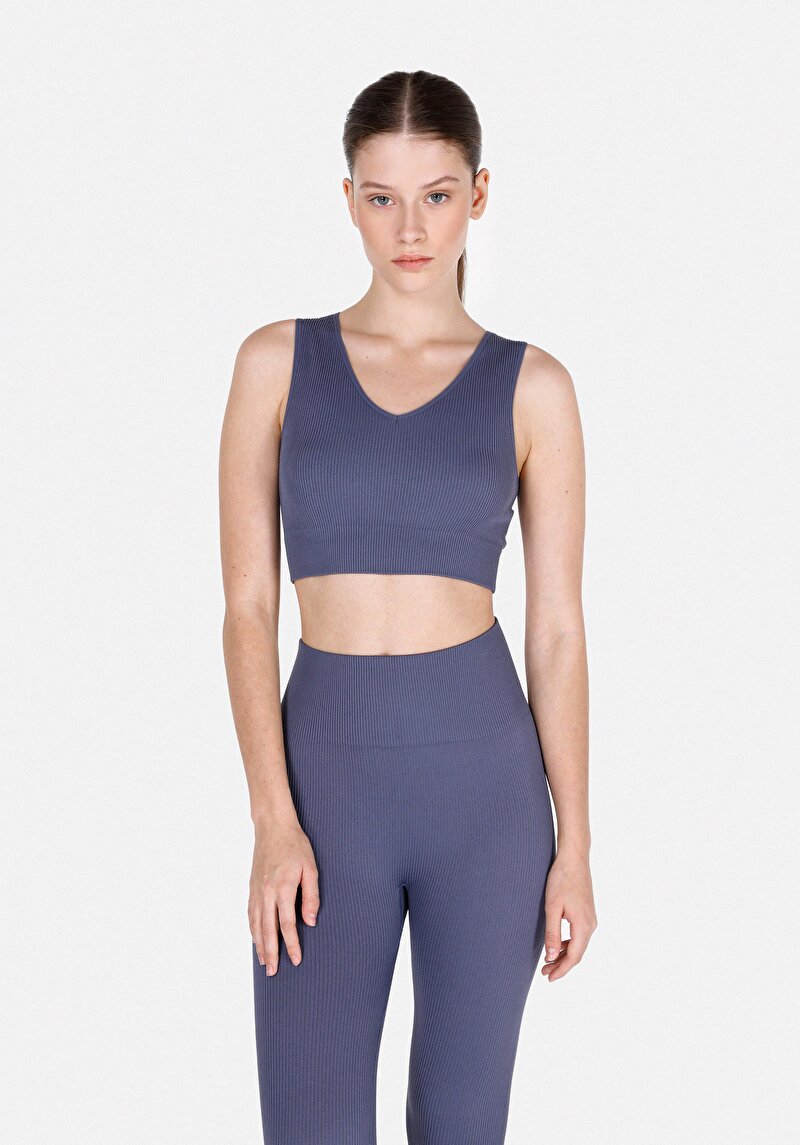 Slim Fit Kadın Mavi Atlet