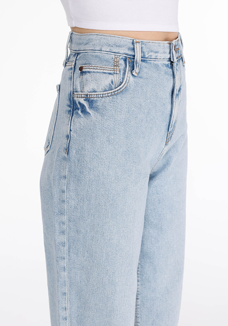 Balloon Fit Yüksel Bel Daralan Paça Kadın Denim Jean Pantolon