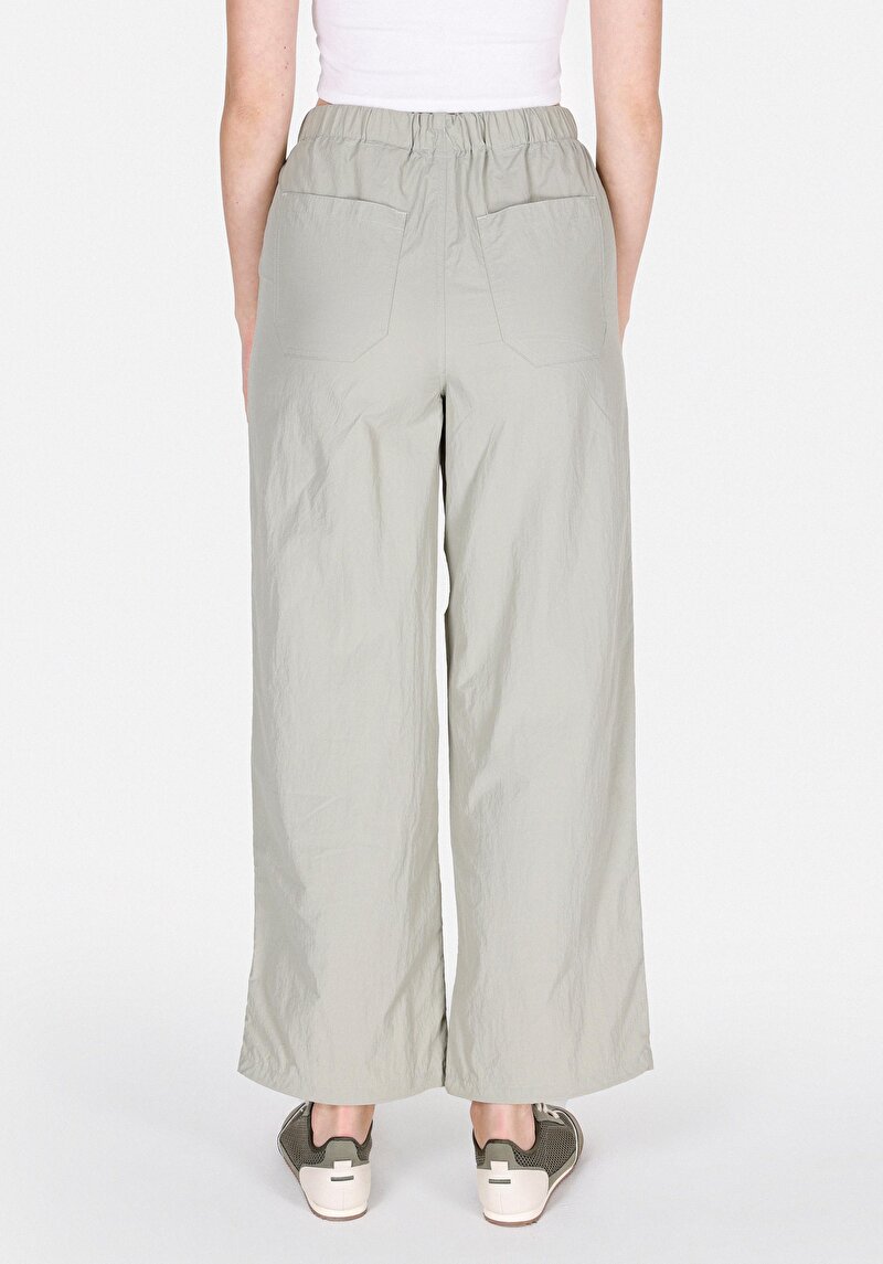 Regular Fit Yüksel Bel Geniş Paça Kadın Yeşil Pantolon