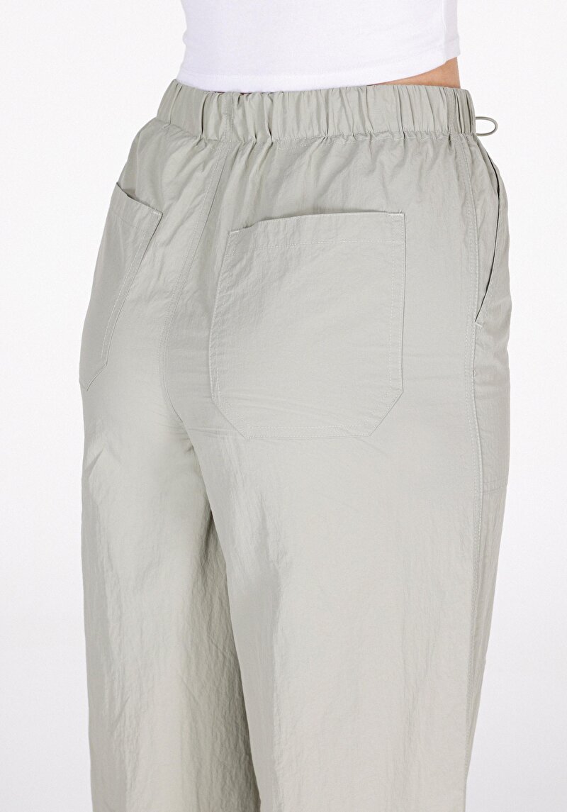 Regular Fit Yüksel Bel Geniş Paça Kadın Yeşil  Pantolon