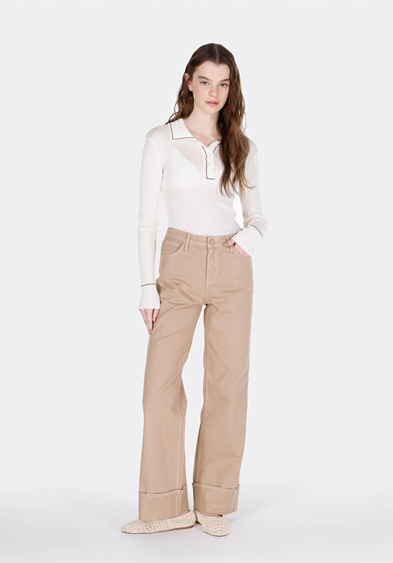 Regular Fit Kadın Colour Denim Fermuarlı Jean Pantolon