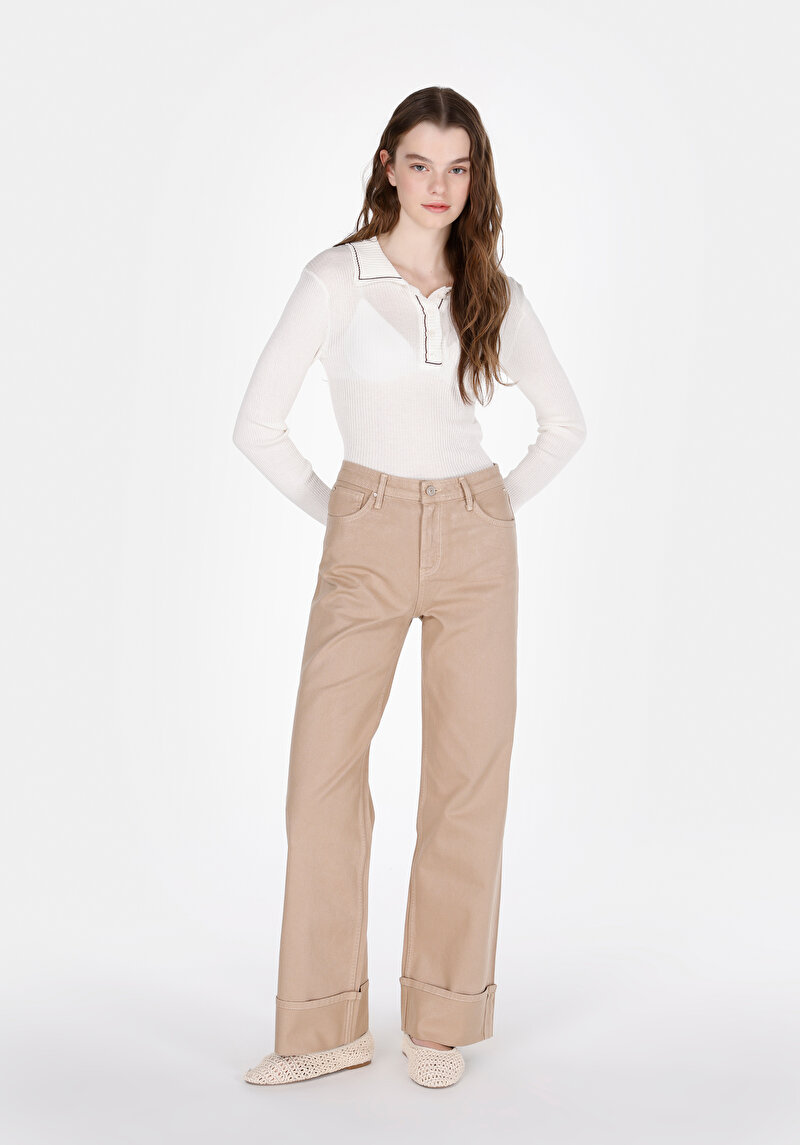 Regular Fit Kadın Colour Denim Fermuarlı Jean Pantolon