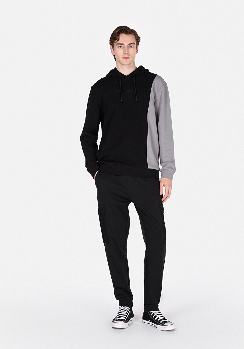 Regular Fit Pamuklu Erkek Siyah Sweatshirt