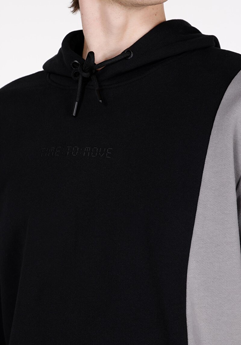 Regular Fit Pamuklu Erkek Siyah Sweatshirt