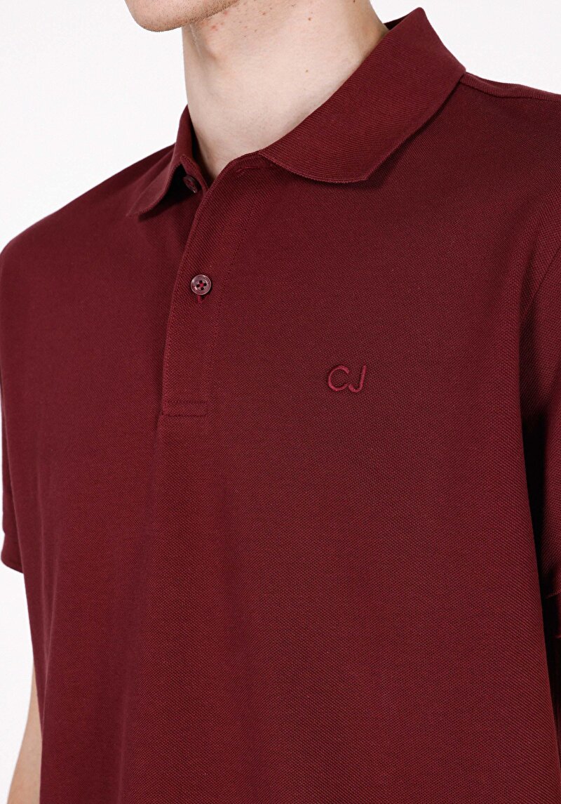 Regular Fit Polo Yaka Düz Erkek Mor Kısa Kol Tişört