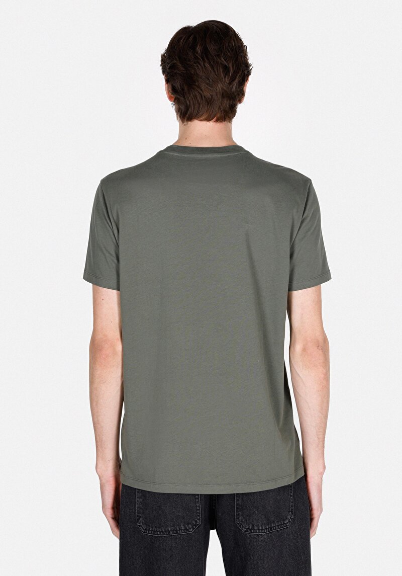 Regular Fit Yuvarlak Yaka Düz Erkek Yeşil Kısa Kol Tişört