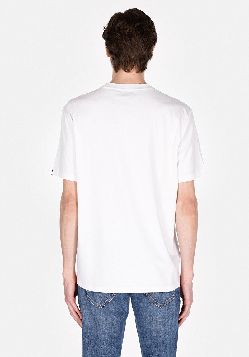 Comfort Fit Yuvarlak Yaka Düz Erkek Beyaz Kısa Kol Tişört