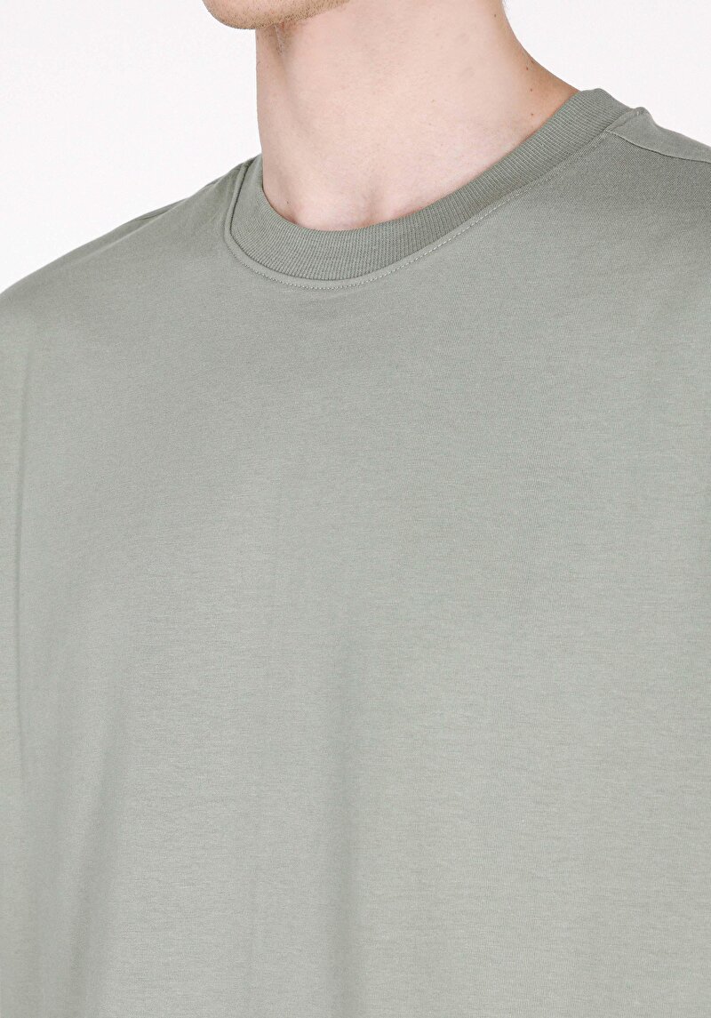 Comfort Fit Yuvarlak Yaka Düz Erkek Yeşil Cepsiz Kısa Kol Tişört