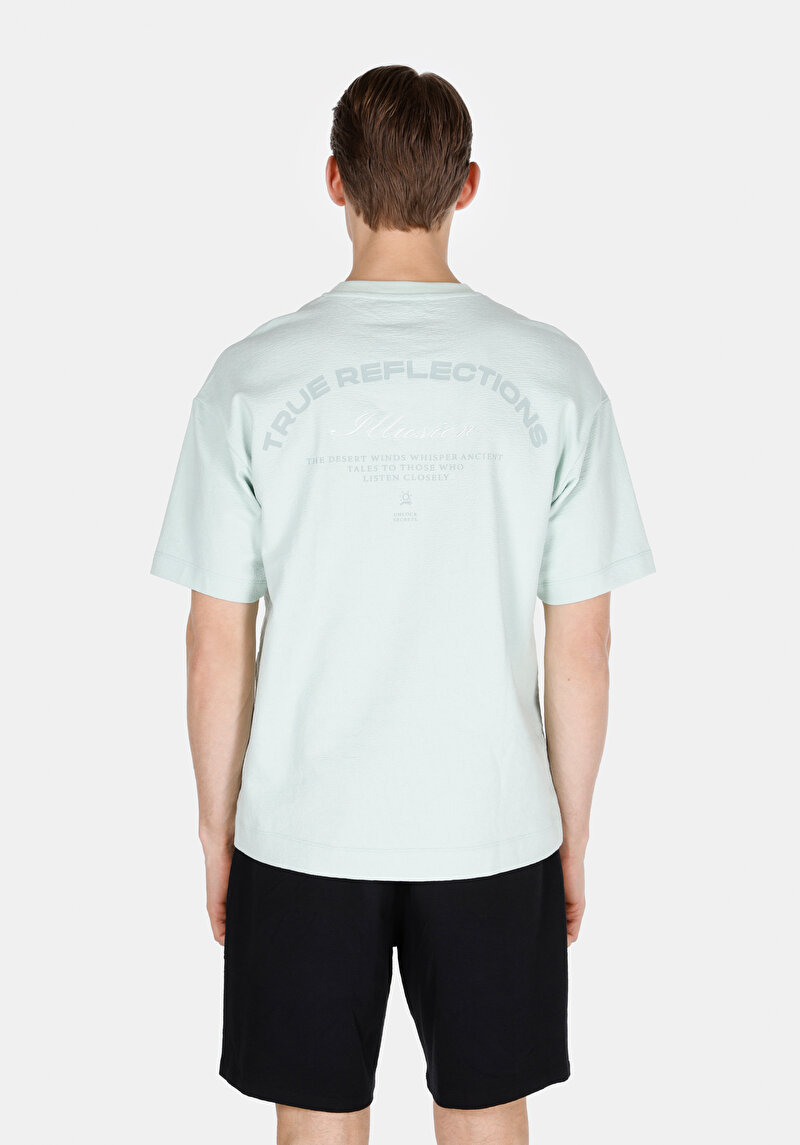 Comfort Fit Yuvarlak Yaka Düz Erkek Yeşil Pamuklu Kısa Kol Tişört