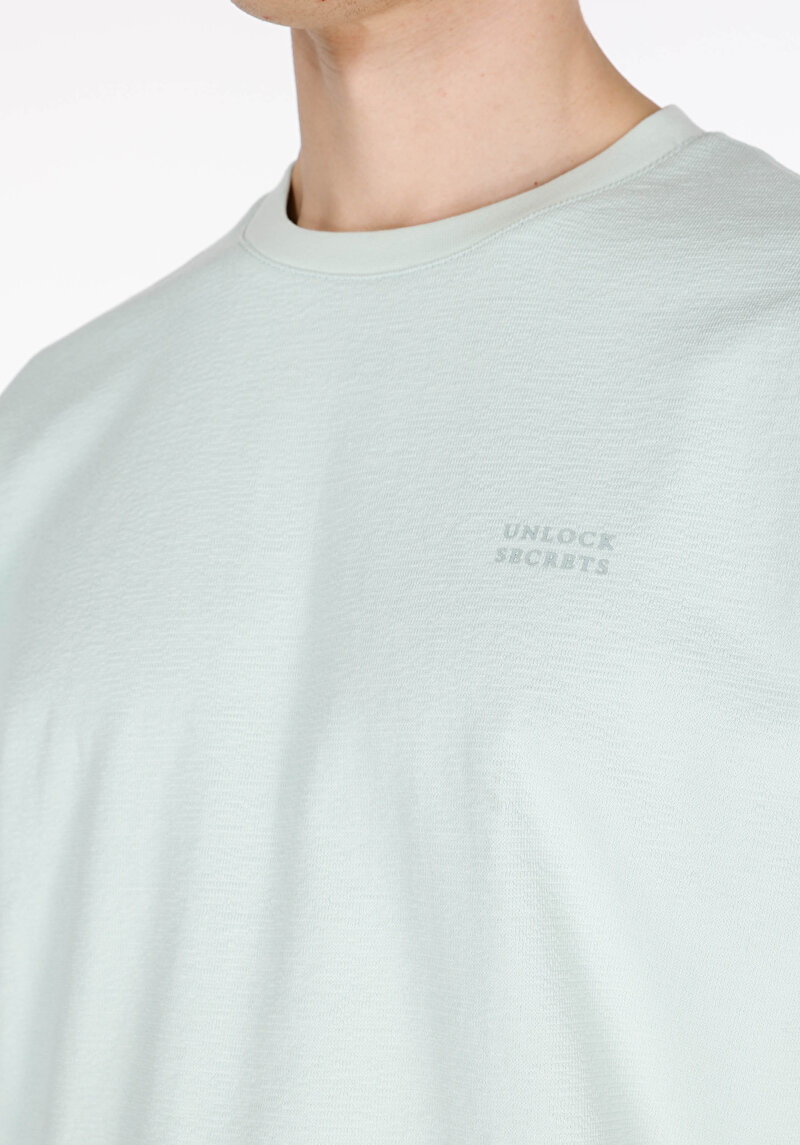 Comfort Fit Yuvarlak Yaka Düz Erkek Yeşil Pamuklu Kısa Kol Tişört