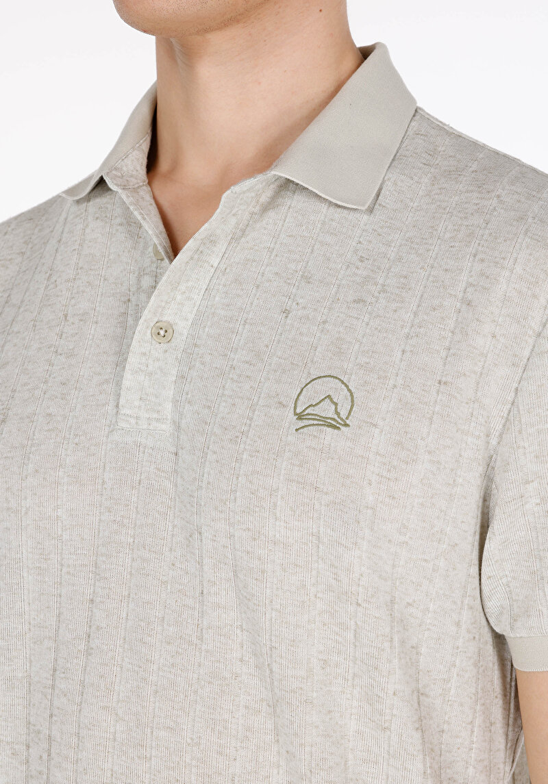 Regular Fit Polo Yaka Düz Erkek Yeşil Örme Kısa Kol Tişört