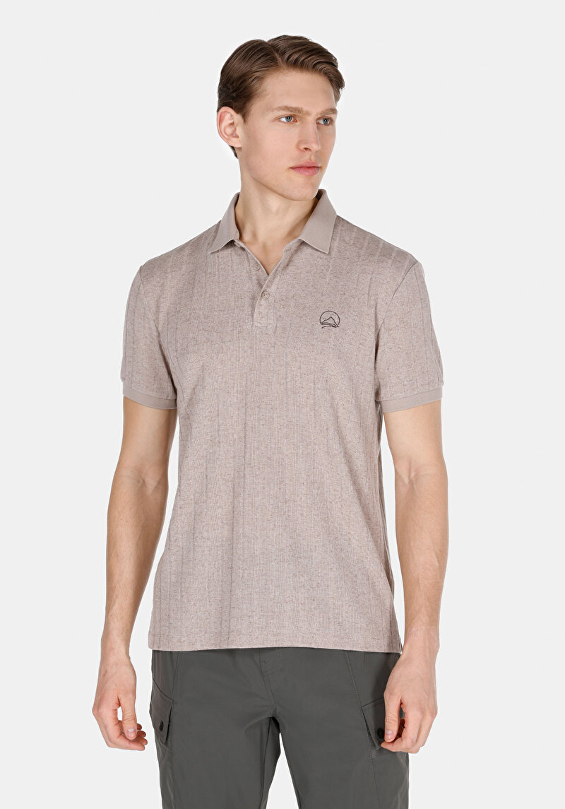 Regular Fit Polo Yaka Düz Erkek Gri Kısa Kol Tişört