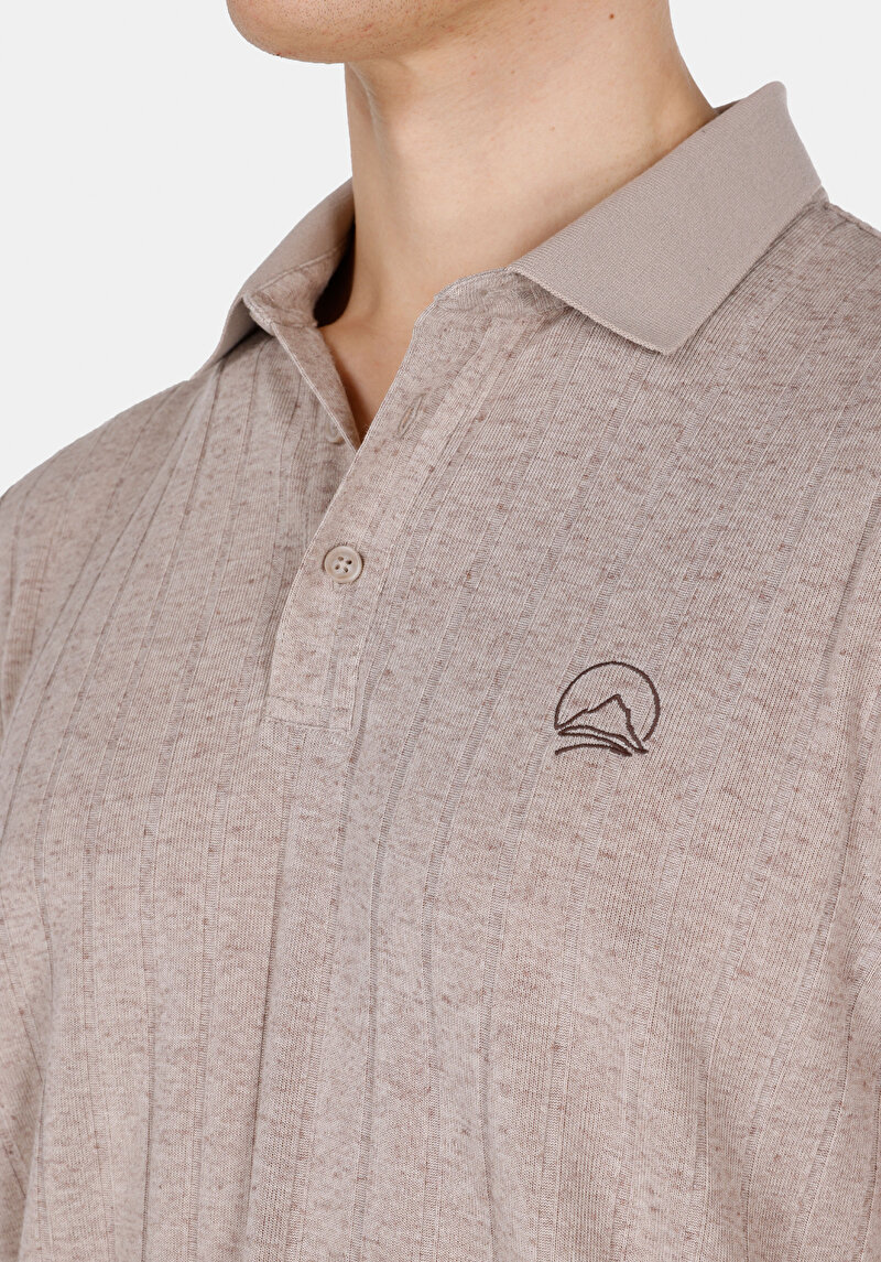 Regular Fit Polo Yaka Düz Erkek Gri Kısa Kol Tişört