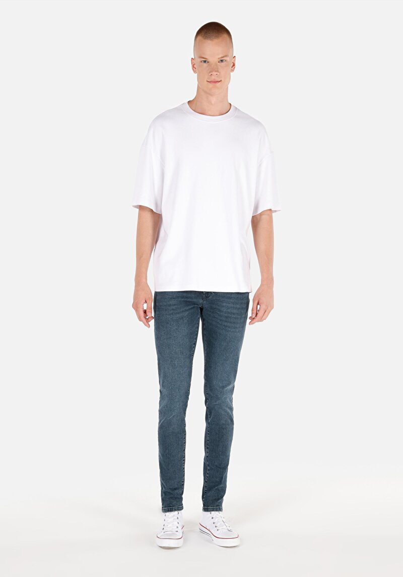 Slim Fit   Erkek İndigo Jean Pantolon