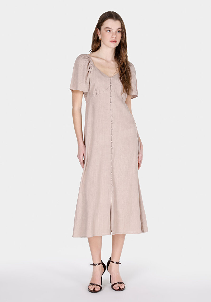 Regular Fit Kadın Vizon Elbise