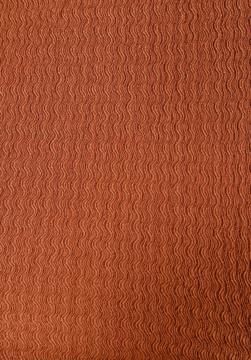 Regular Fit Orta Bel Jakarlı Kadın Kahverengi Şort