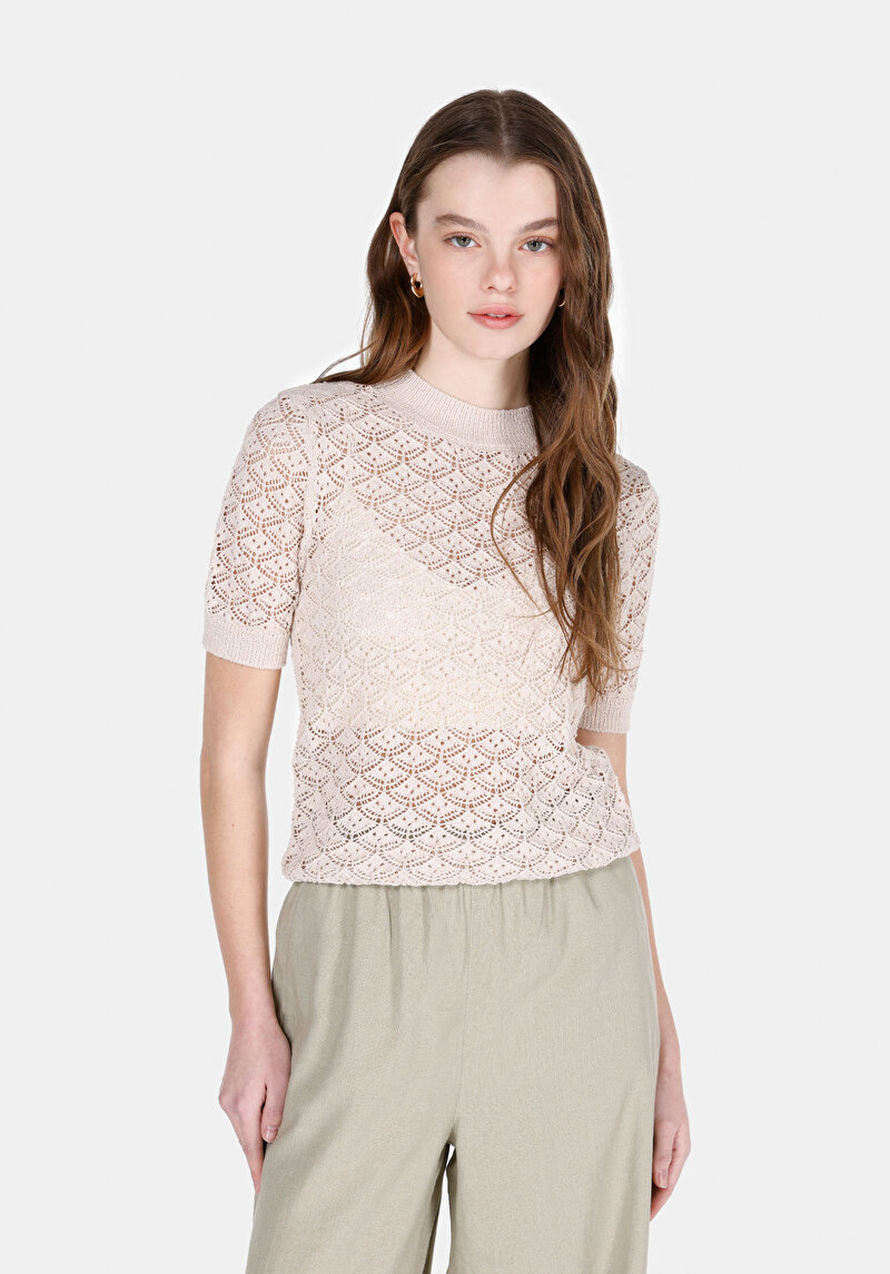 Slim Fit Kadın Bej Kazak