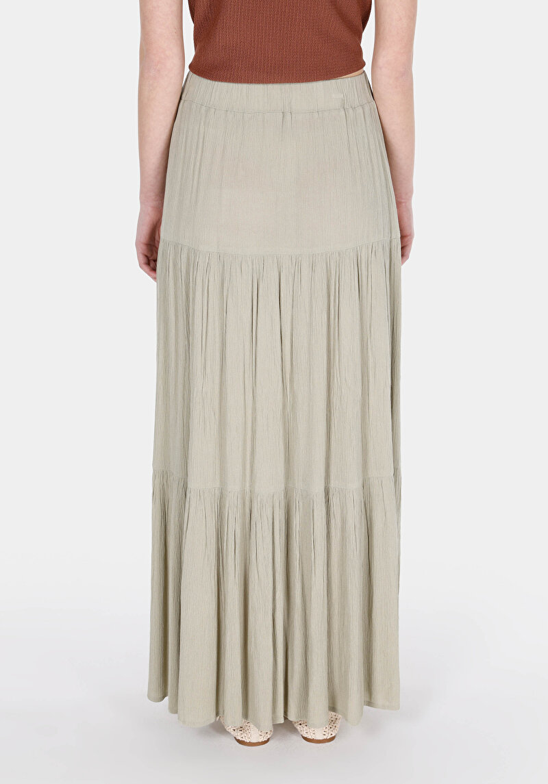 Maxi Length Düz Kadın Yeşil Etek