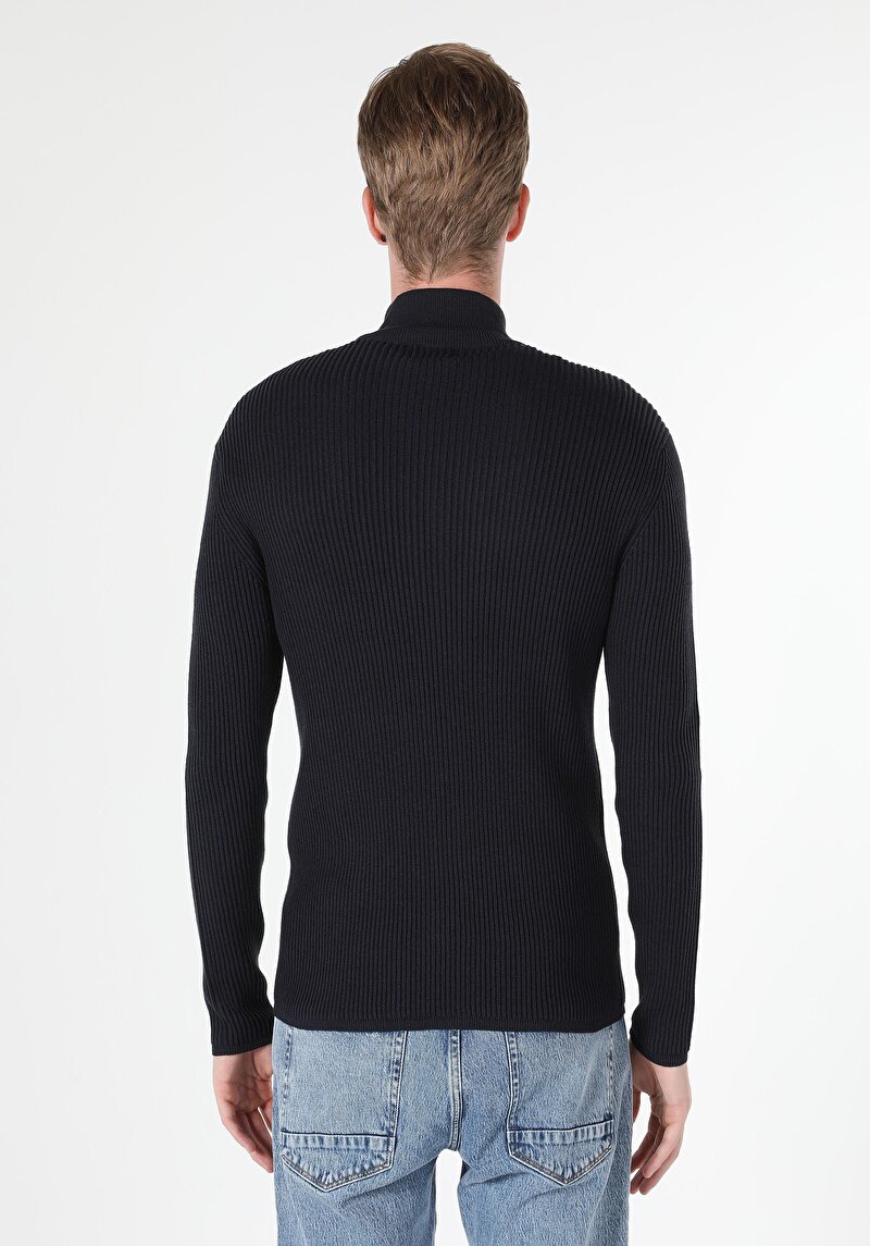 Slim Fit Erkek Lacivert Triko Hırka