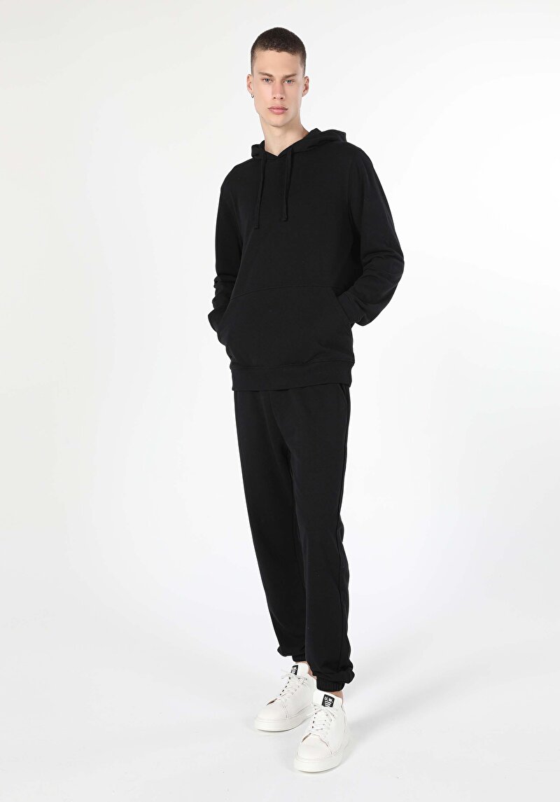 Regular Fit Erkek Siyah Sweatshirt