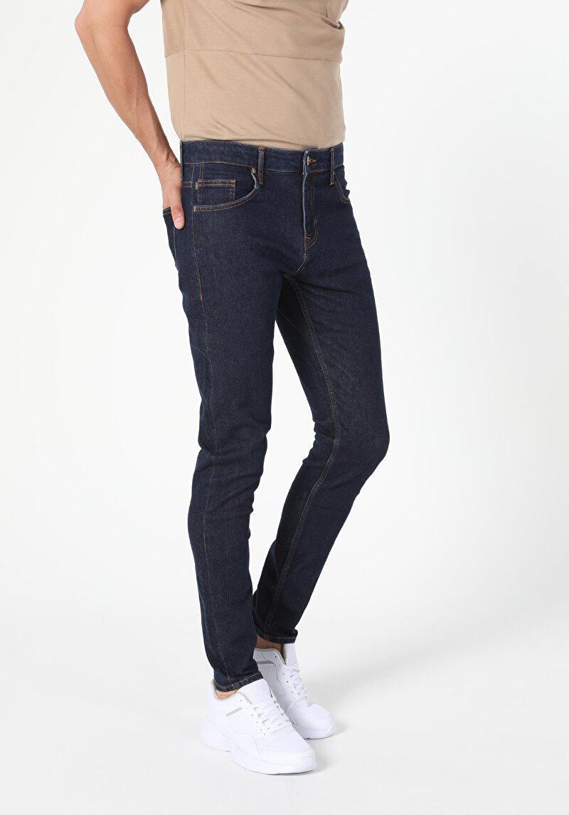 Slim Fit Düşük Bel Dar Paça Erkek Denim Jean Pantolon