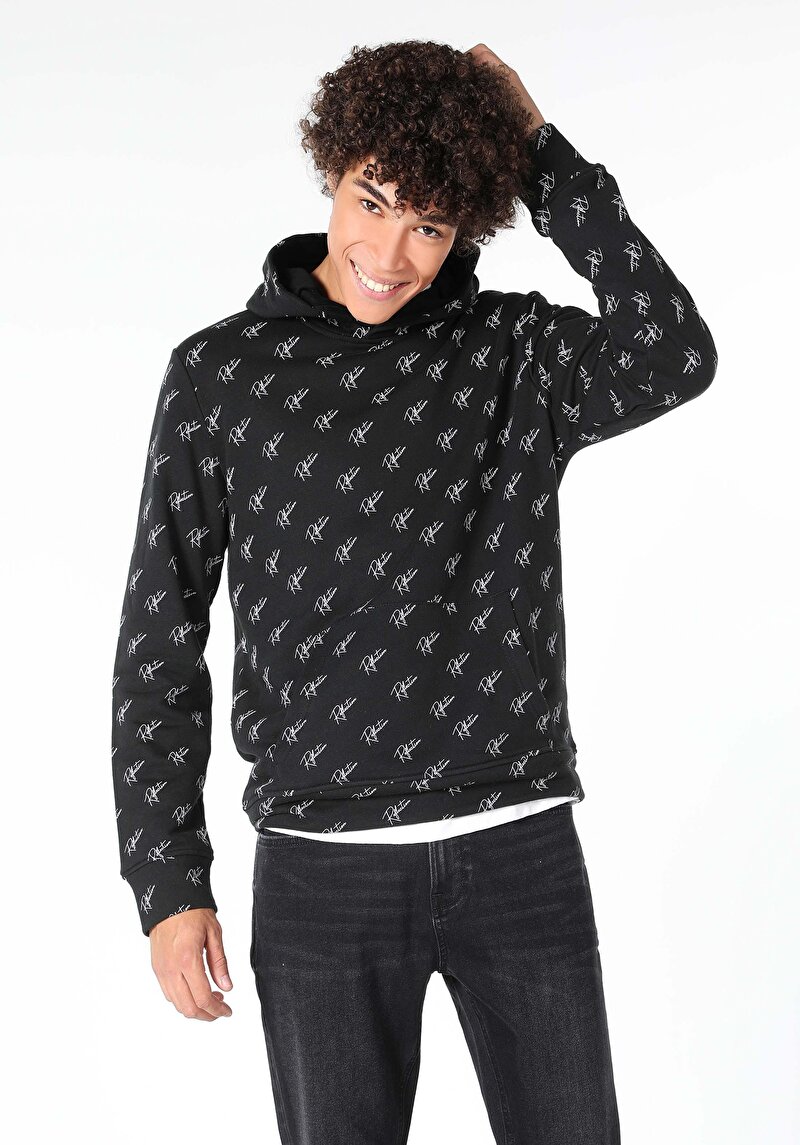 Regular Fit Erkek Siyah Sweatshirt