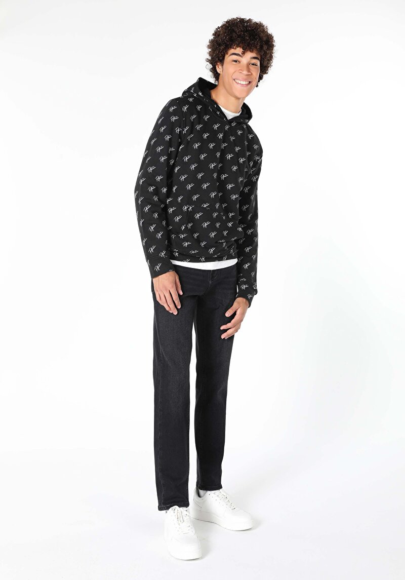 Regular Fit Erkek Siyah Sweatshirt