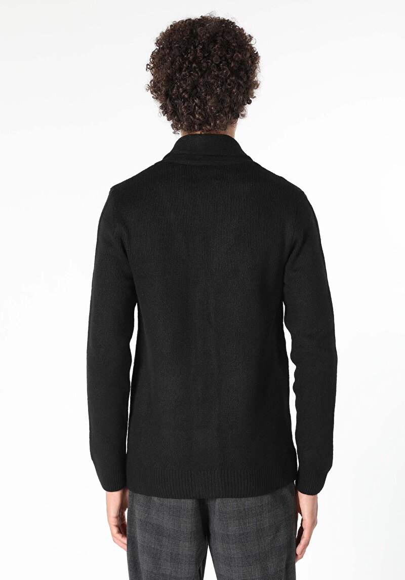 Slim Fit   Erkek Siyah Hırka