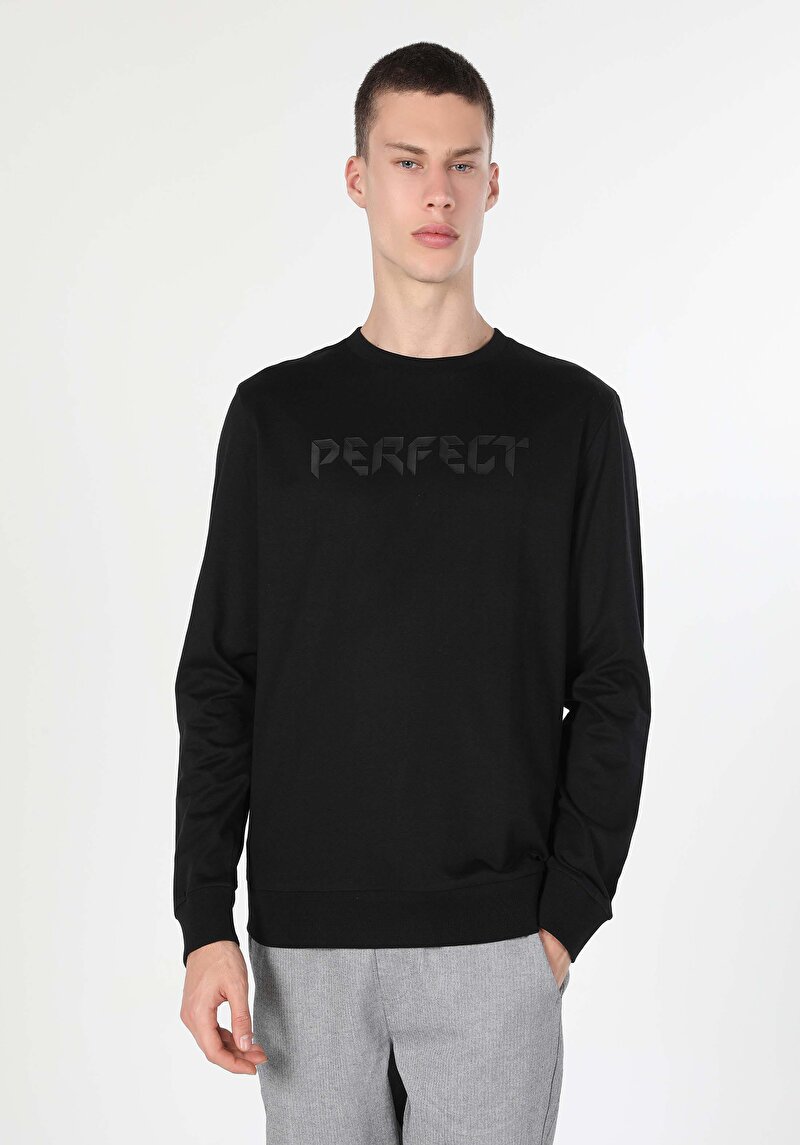 Regular Fit Erkek Siyah Sweatshirt