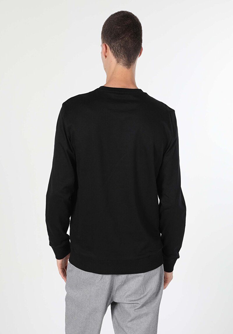 Regular Fit Erkek Siyah Sweatshirt