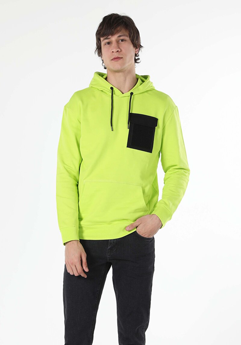 Comfort Fit Kapüşonlu Cepli Erkek Sweatshirt