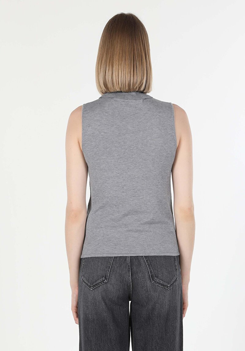 Regular Fit Balıkçı Yaka Düz Kadın Gri Kazak