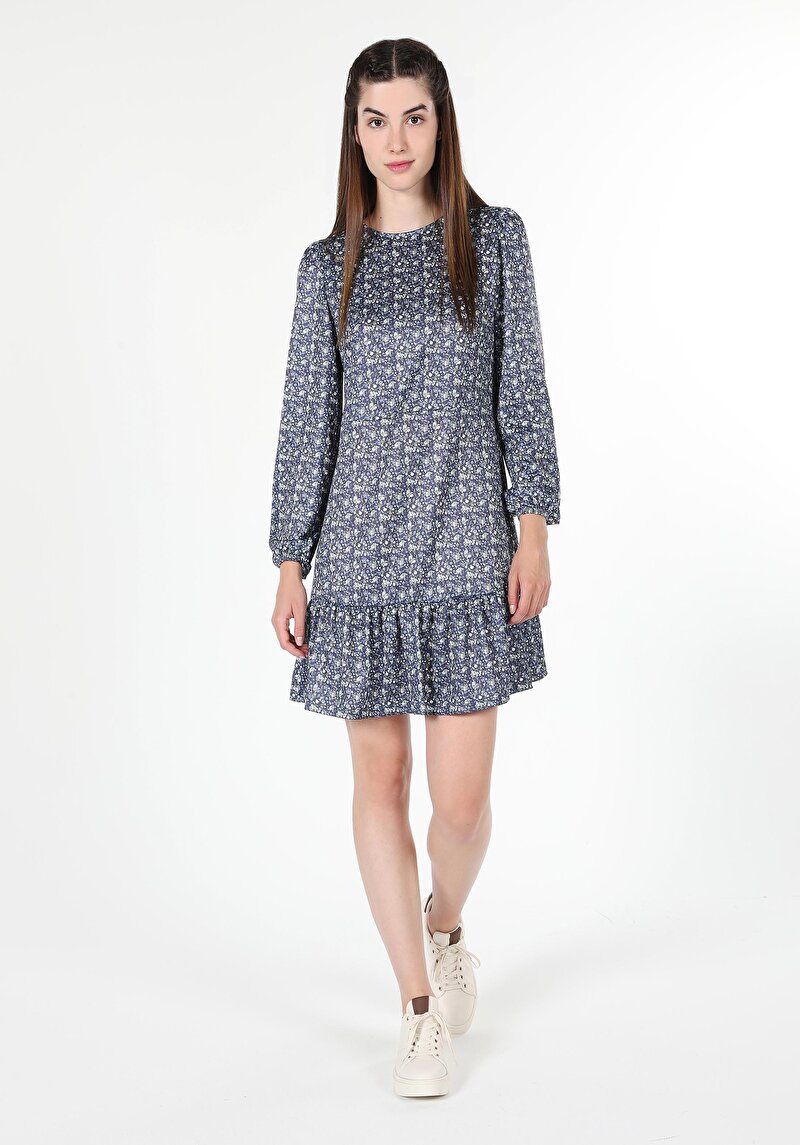 Regular Fit Kadın Çok Renkli Uzun Kol Elbise