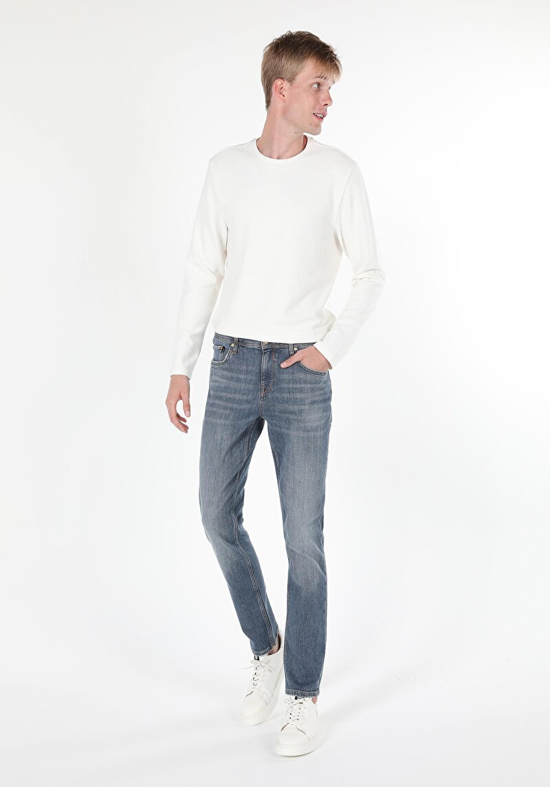 Straight Fit Düşük Bel Düz Paça Erkek Denim Jean Pantolon