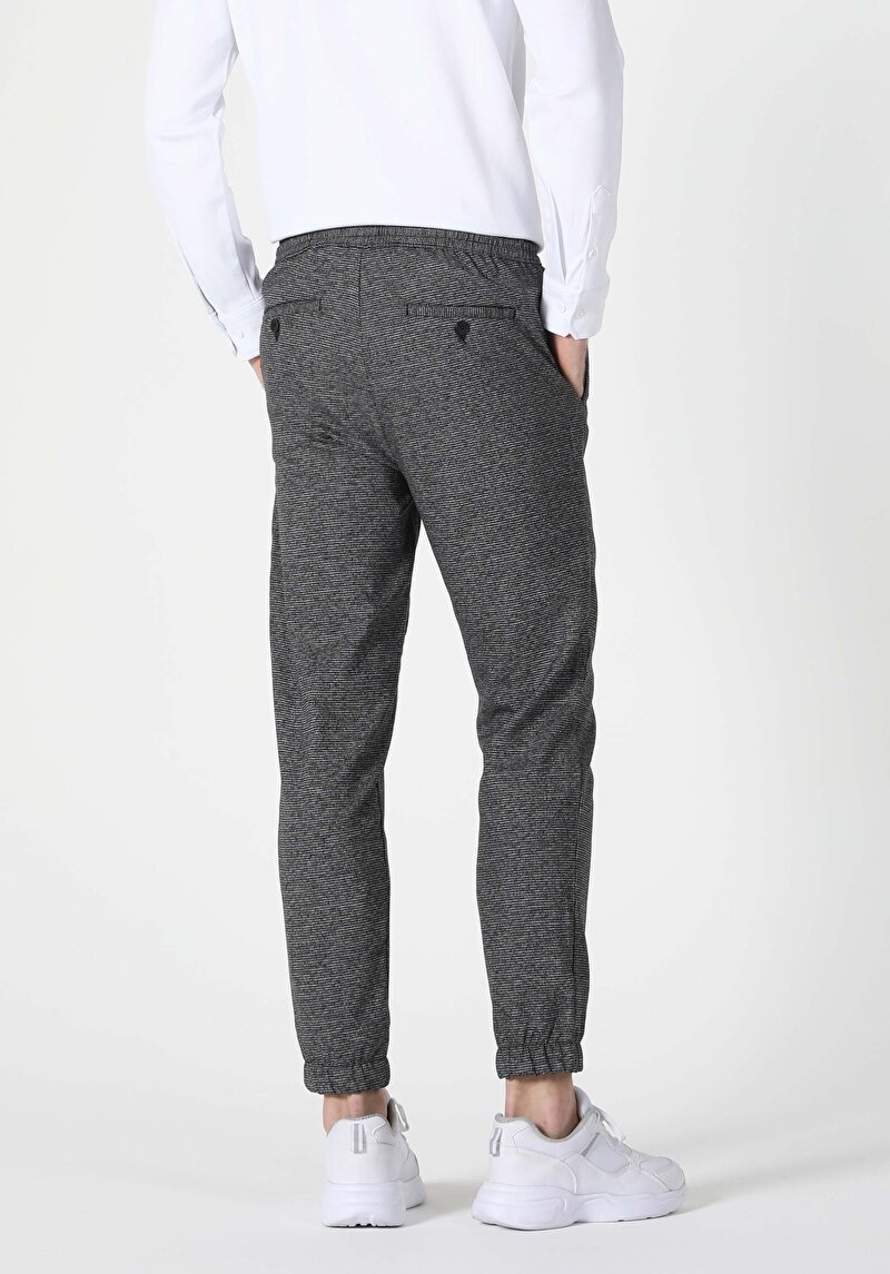 Slim Fit Orta Bel Düz Paça Erkek Siyah  Pantolon