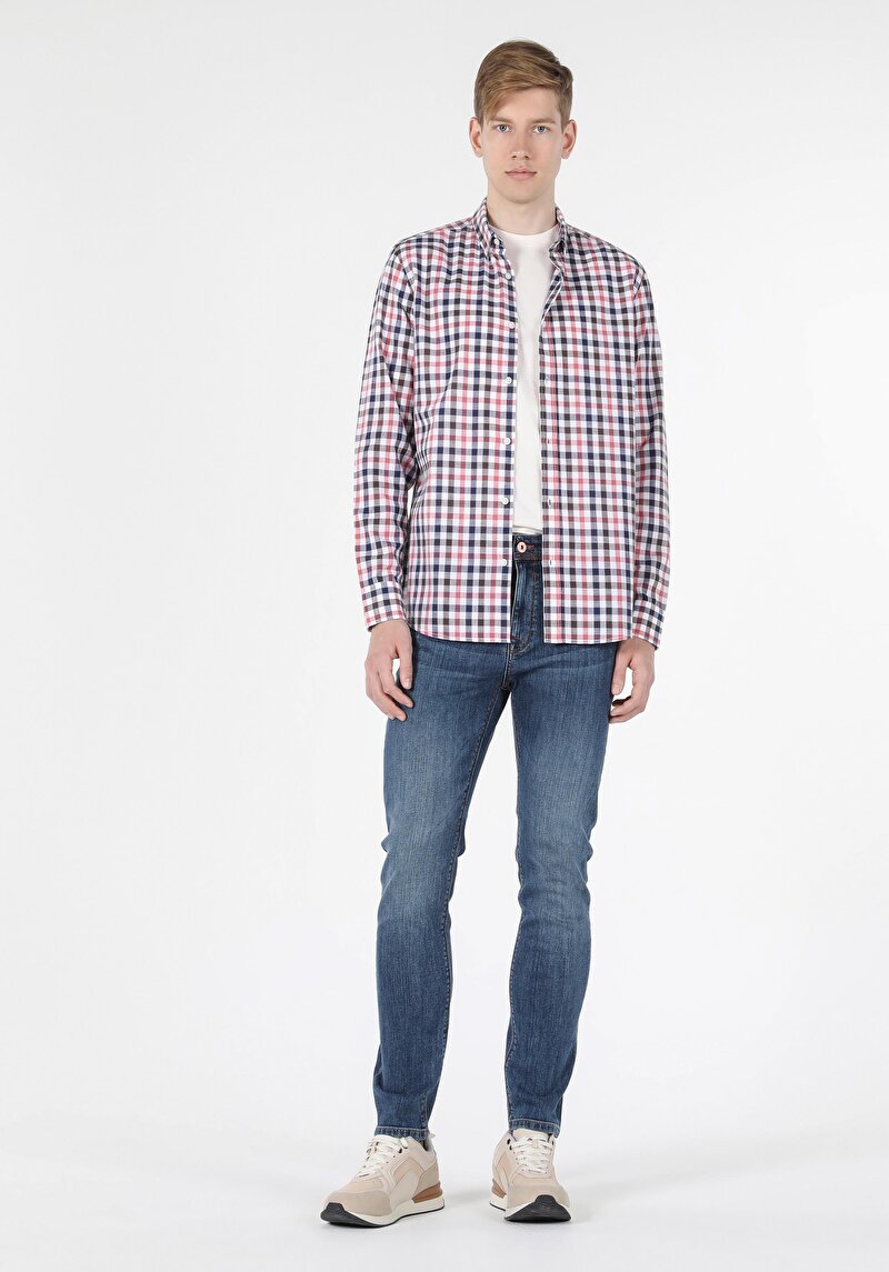 Regular Fit Shirt Neck Erkek Çok Renkli Uzun Kol Gömlek