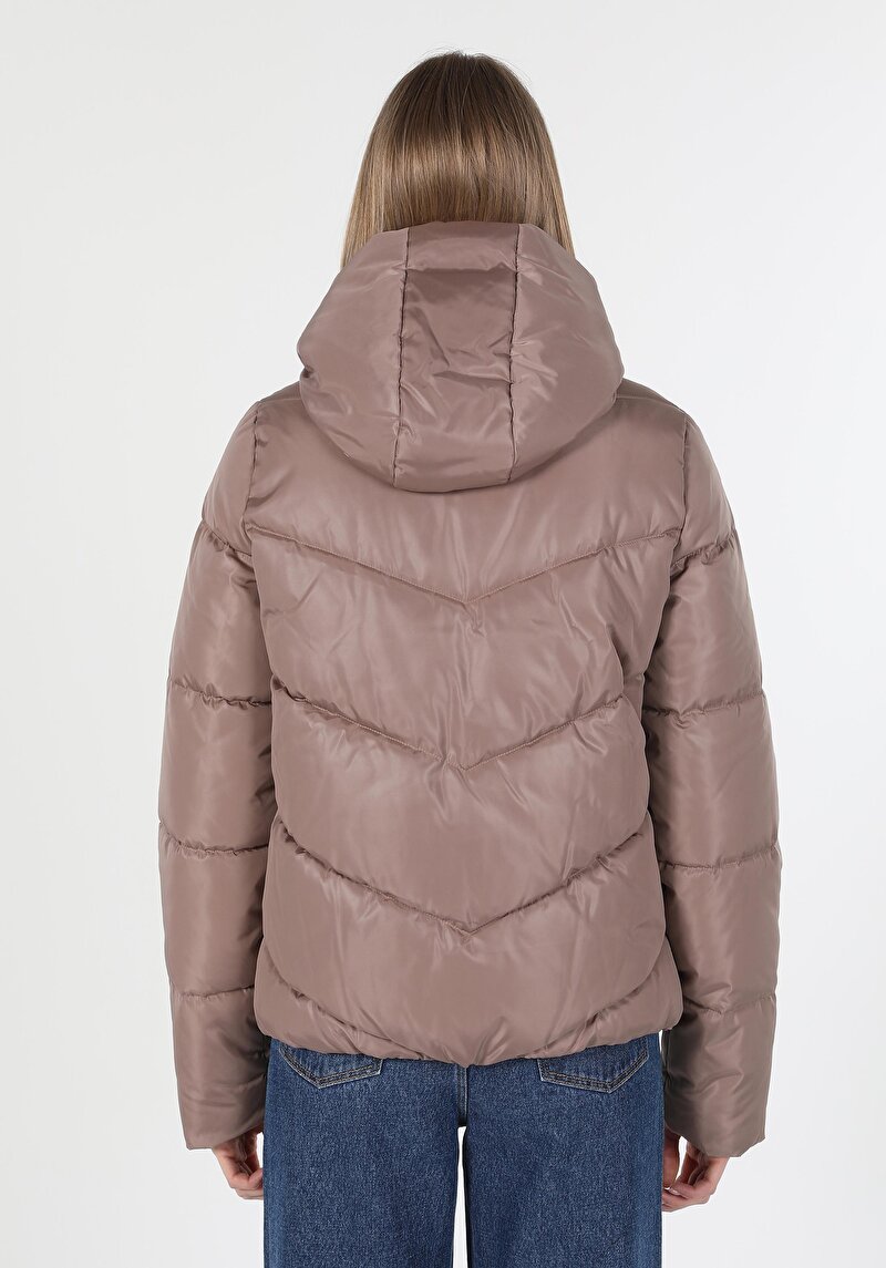 Regular Fit Kapüşonlu Fermuarlı Astarlı  Kadın  Mont