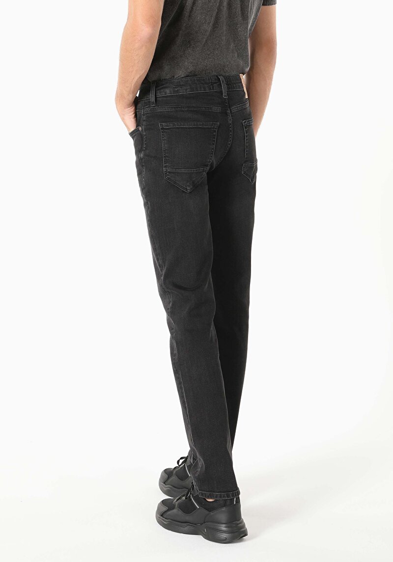 Regular Fit Orta Bel Düz Paça Erkek Siyah Jean Pantolon