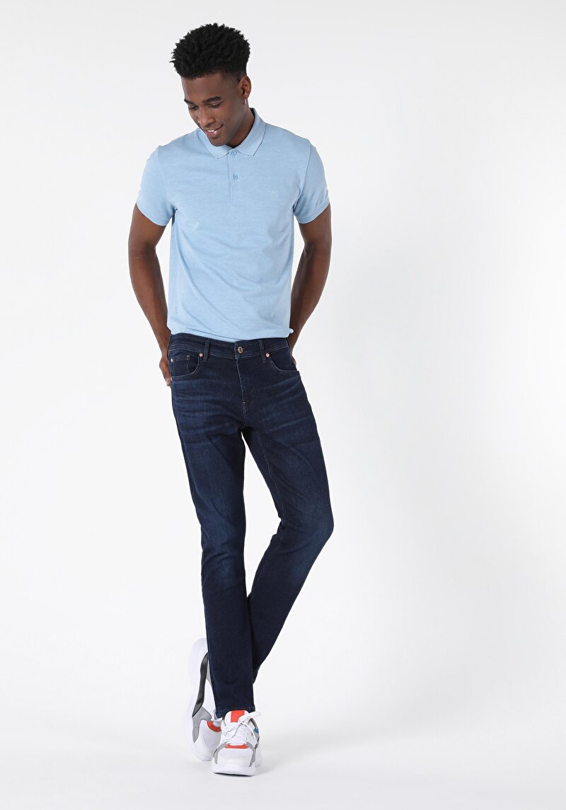 SELFSIZED 041 DANNY Dar Kesim Düşük Bel Dar Paça Koyu Mavi Erkek Pantolon