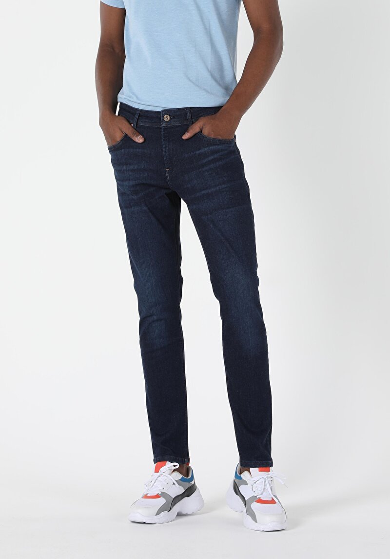 SELFSIZED 041 DANNY Dar Kesim Düşük Bel Dar Paça Koyu Mavi Erkek Pantolon