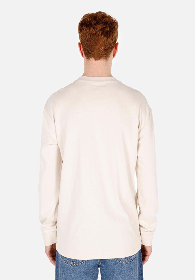 Regular Fit Yuvarlak Yaka Düz Pamuklu Erkek Taş Uzun Kol Tişört