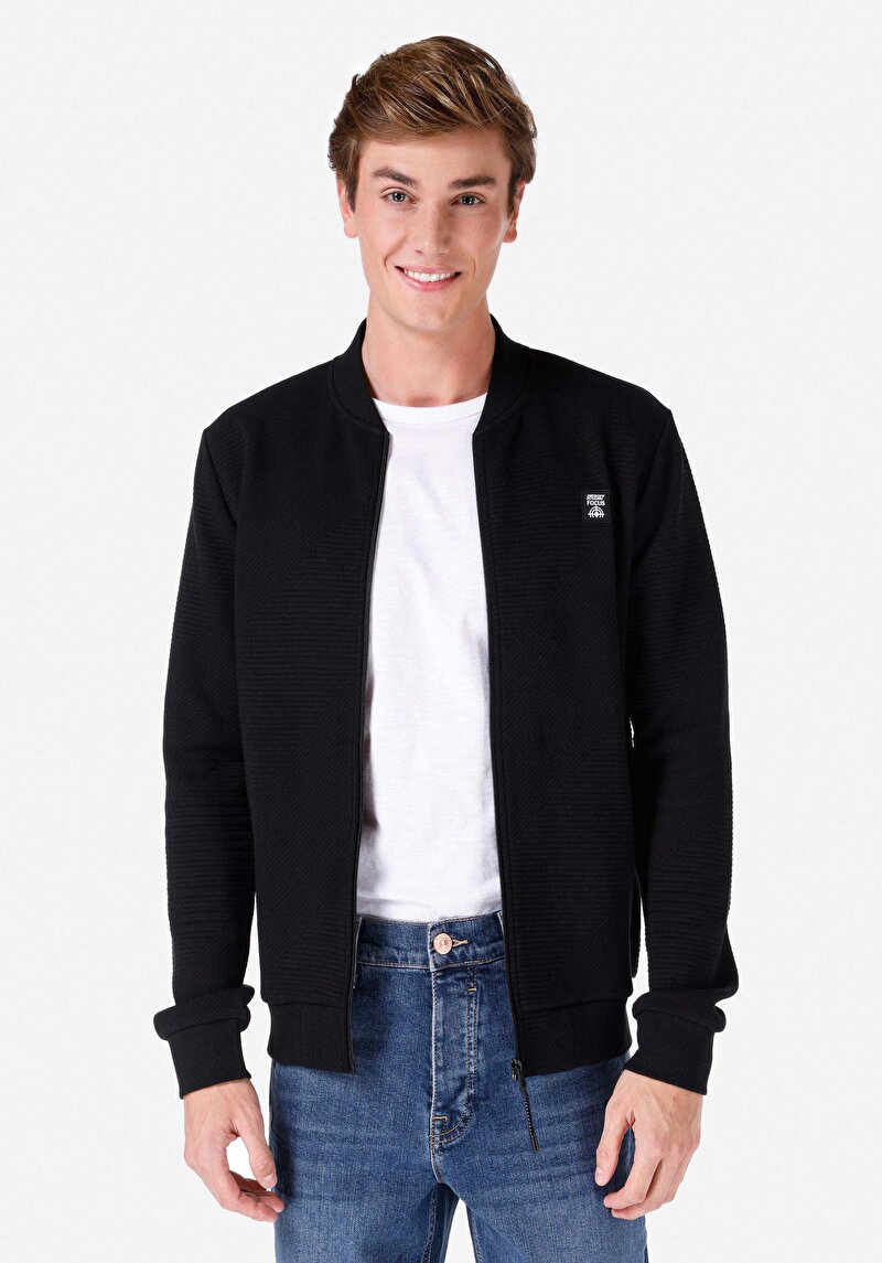 Slim Fit Fermuarlı Erkek Siyah Ceket