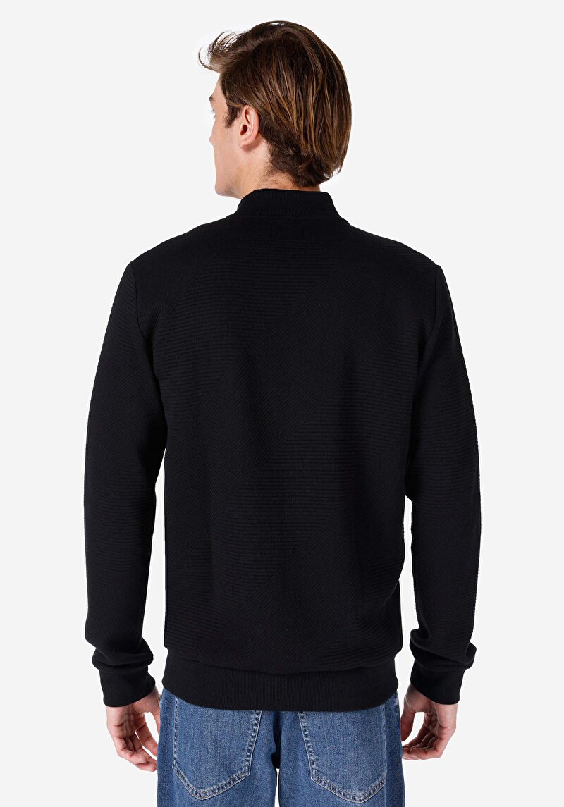 Slim Fit Fermuarlı Erkek Siyah Ceket