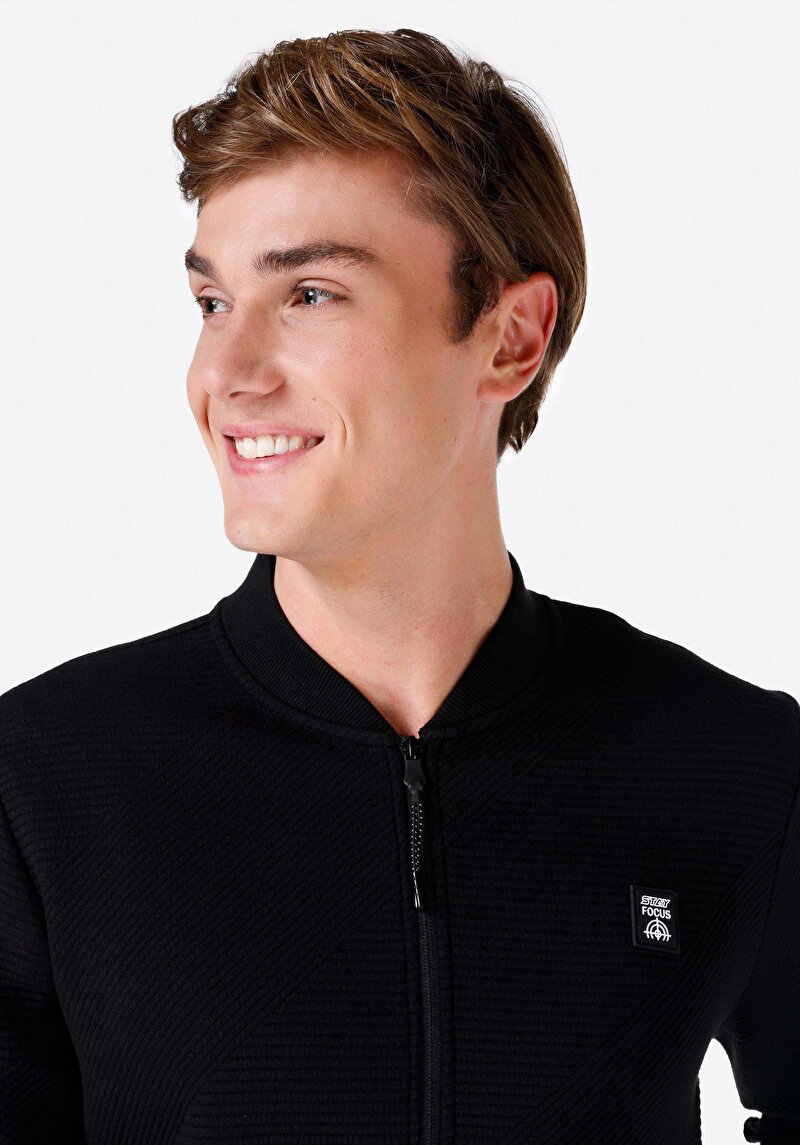 Slim Fit Fermuarlı Erkek Siyah Ceket
