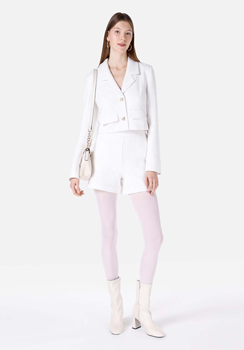 Slim Fit    Kadın Beyaz Ceket