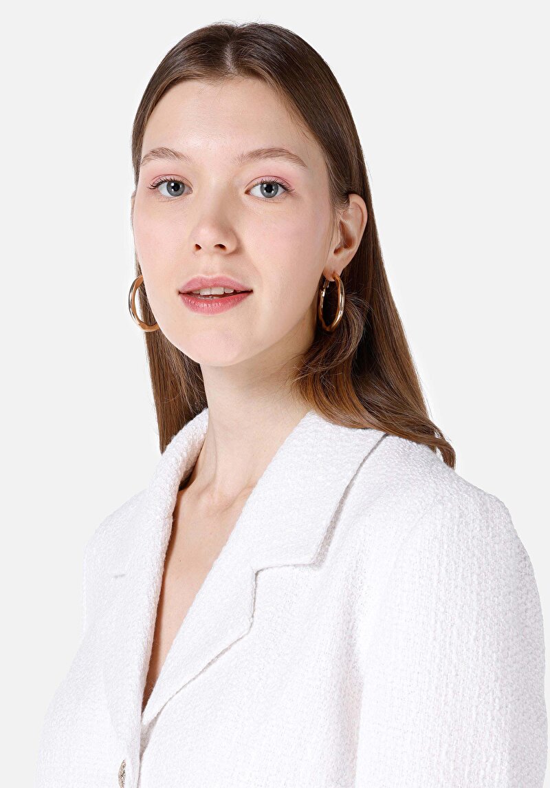 Slim Fit    Kadın Beyaz Ceket