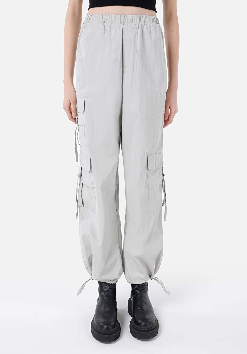 Regular Fit Düşük Bel Geniş Paça Kadın Taş Pantolon