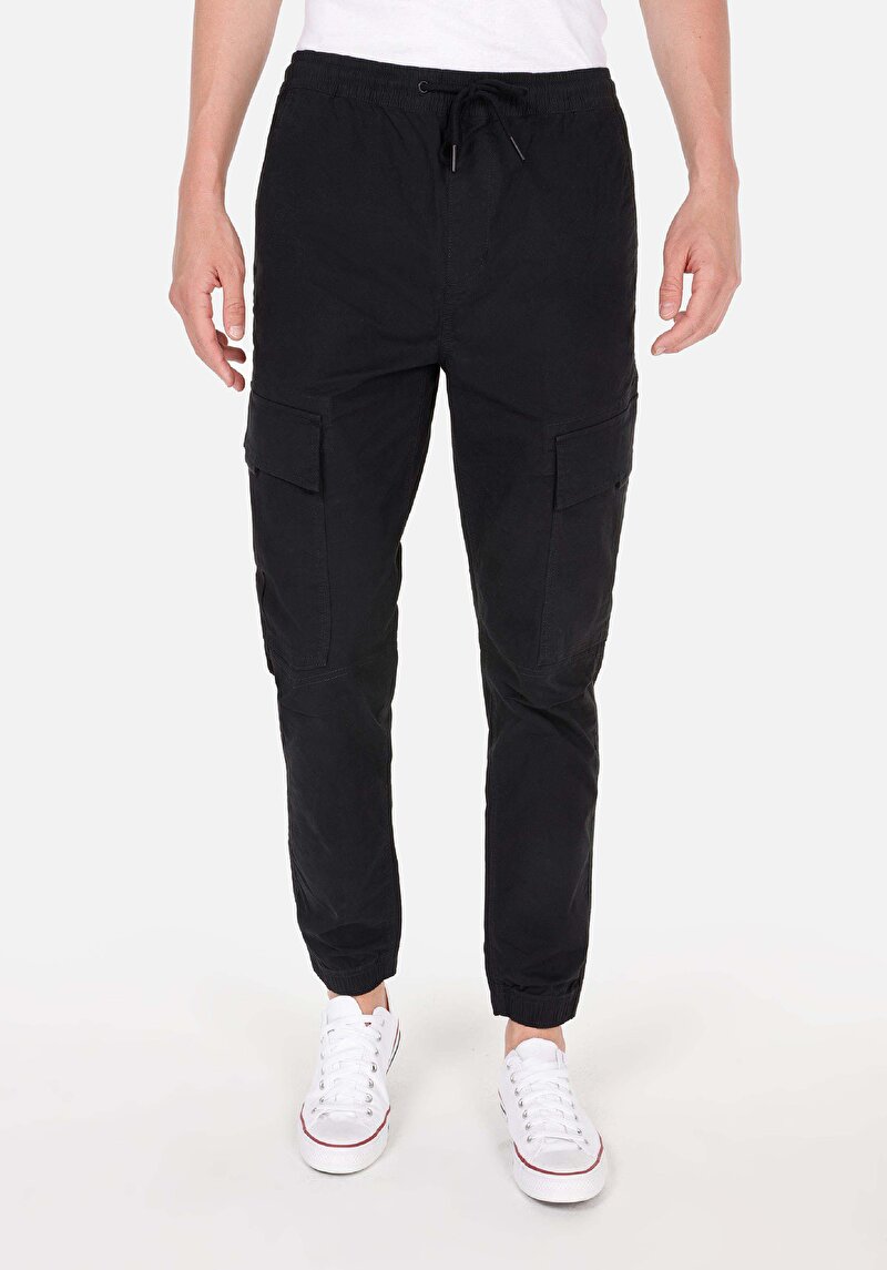 Slim Jogger Orta Bel Lastikli Paça Erkek Antrasit  Pantolon